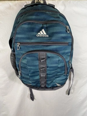 Adidas Geometric Large Blue, Green & Gray Backpack Multi Pocket - Image 1 of 4
