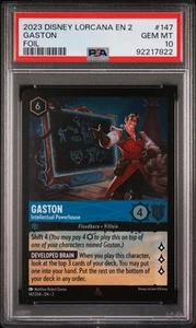 2023 Disney Lorcana EN2 GASTON Intellectual Powerhouse 147/204 *FOIL* PSA 10 GEM - Picture 1 of 2