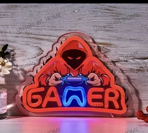 Gamer Neon Sign Light USB Powered LED Wall Decor for Bedroom or Game Room - Picture 1 of 4