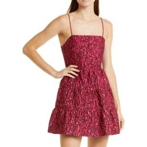 Alice + Olivia Jamila Floral mini Party dress Pink Black Corset Flare Short 8 - Picture 1 of 8