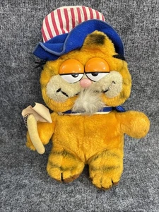 Vintage 1978 1981 Dankin Garfield Plüsch Puppe Patriotic America rot weiß blau - Bild 1 von 8
