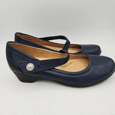 Naturalizer Waverly Mary Jane Pisos Azul Marino Cuero Cómodo Tacón de Cuña Mujer 9 Foto 1 de 4