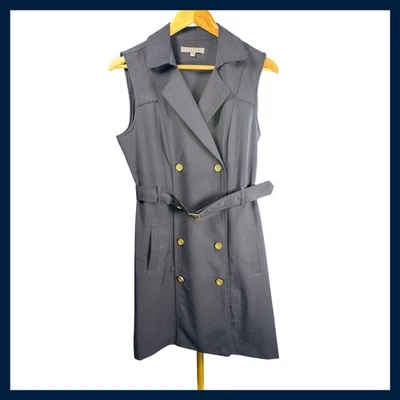 Sharagano Sleeveless Trench Dress Women's Size 8 Double Breasted Belted - Image 1 of 4