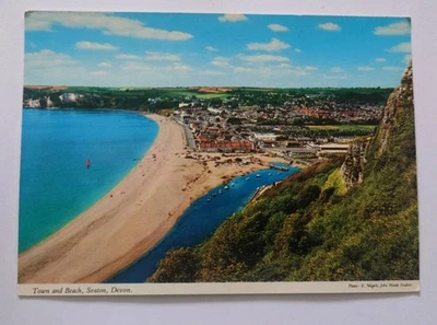Vintage Town And Beach Seaton Devon Postcard - Image 1 of 2