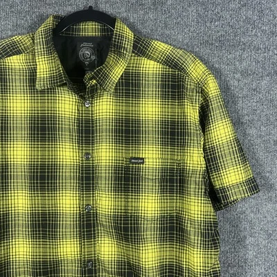 Diesel Industry Shirt Mens Large Yellow Black Plaid Short Sleeve Button Up - Image 1 of 4