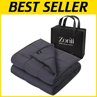 Cooling Weighted Blanket for Adults 80"x87" - Dark Grey - Image 1 of 4