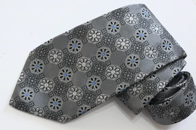 Corbata de cuello Robert Talbott gris seda para hombre con: 3 3/4" POR L:60" Foto 1 de 3