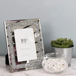 Crushed Diamond Crystal Mirror Glass Glitter Photo Frame 4" x 6"  - Picture 1 of 7