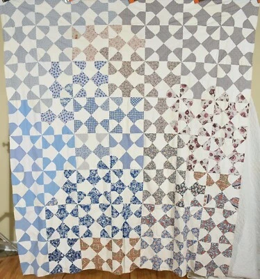 Large 30's Vintage Hearts & Gizzards Antique Quilt Top ~NICE BLUES! - Image 1 of 4