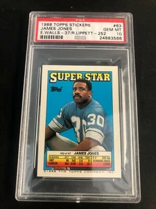 JAMES JONES 1988 Topps Stickers #63 Graded PSA 10 GEM MT Cowboys POP 1 - Picture 1 of 2