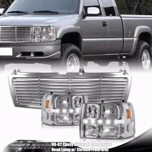 Lámpara de faros LED cromada de 1 pieza + rejilla para 00-06 Chevrolet Suburban - Imagen 1 de 3