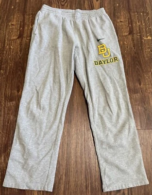 Baylor Bears Nike Sweat Pants Men's Large Pockets Drawstring Gray 32 x 31 - Image 1 of 4