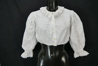 Gr.46 Dirndlbluse weiß Bluse für Dirndl Baumwolle mit Häkelspitze B10610 - Bild 1 von 4