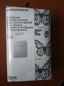 IKEA SOMMARMALVA Quilt Cover set Full Queen White Gray Black Ikea Butterfly  - Picture 1 of 2