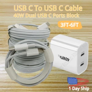 For iPhone 16 Plus 15 Pro Max USB C Type C 40W Fast Charger Adapter PD Cable Lot - Picture 1 of 13