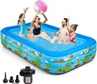 Inflatable Swimming Pools with Pump, Oversized 120" X 72" X 22" Thickened Blow 