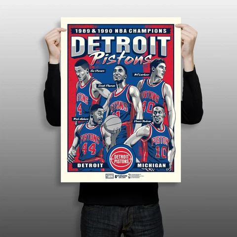 Detroit Pistons Bad Boys Back To Back Champions 18" x 24" Serigraph Print Cover