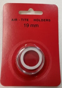 GENUINE 19mm WHITE RING AIR-TITE CAPSULE (HOLDER) FOR COIN, AIRTITE - NEW RETAIL - Picture 1 of 2