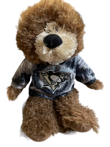 Pittsburgh Penguins NHL Official License Bear Plush 14” Pens Hoodie NWT Cover