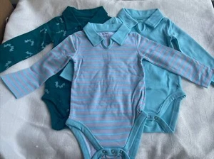 3 PACK Hanes Ultimate Baby Flexy Long Sleeve Bodysuits 18-24M Multicolor - Picture 1 of 8