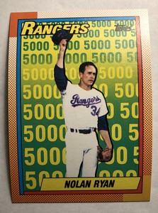 1990 Topps Nolan Ryan Texas Rangers #5 Baseball Card NM-MT In Top loader
