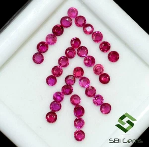 1.67 Cts Natural Ruby Round Cut 2 mm Lot 34 Pcs Faceted Calibrated Loose Gems - Picture 1 of 4