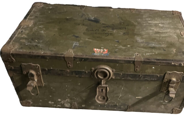 Vintage Foot Locker Metal Storage Trunk - antiques - by owner