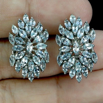 Black Friday 925 Sterling Silver Earrings Marquise Sky Blue Topaz 4x2mm Jewelry - Image 1 of 4