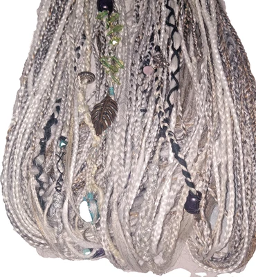 56" DE dreadlocks White / Gray/ Blonde Synthetic hair Dreads locs/braids Set 60 - Image 1 of 4