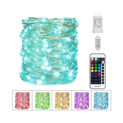 Minetom Color Changing Fairy String Lights - 33 ft 100 LED USB Silver Wire Li... - Image 1 of 4