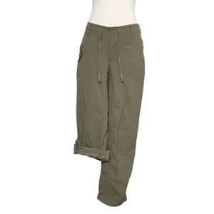 North Face Convertible Hiking Pants Womens 4 Olive / Brown Nylon Outdoor Roll Up - Picture 1 of 11