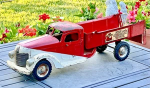 VINTAGE BUDDY L RED & WHITE FIRE AND CHEMICAL TRUCK PRESSED STEEL TOY VEHICLE - Bild 1 von 18