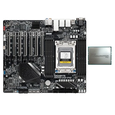 AMD Ryzen Threadripper PRO 3995WX+Gigabyte WRX80 SU8 IPMI WRX80 Motherboard - Image 1 of 4