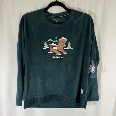 New Life is Good Sleep Sweater Women's Medium Green Winter Christmas Long Sleeve - Image 1 of 4