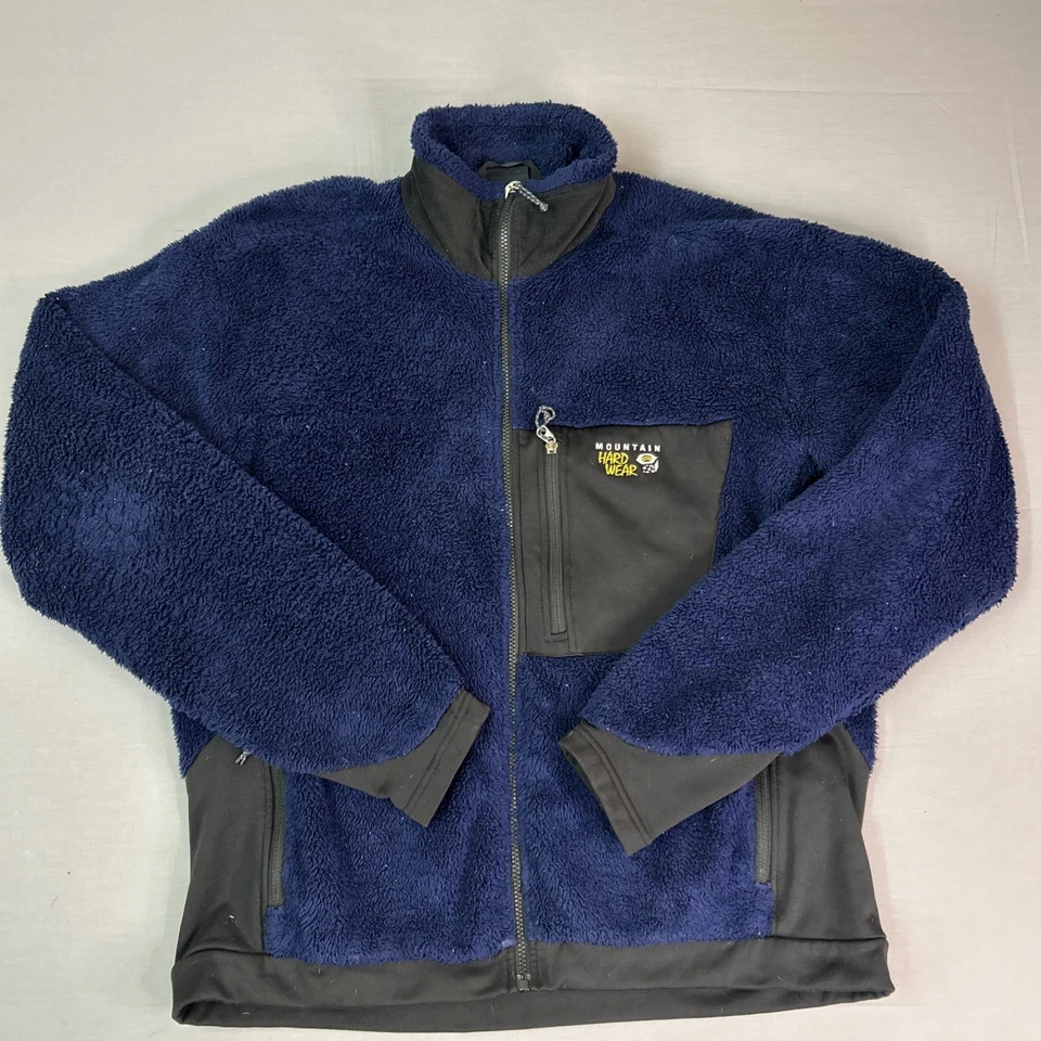 Jaqueta de lã masculina Mountain Hardwear homem macaco XL azul zíper completo pilha profunda Gorp - Imagem 1 de 4