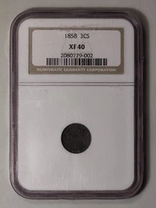 1858 Three Cent Piece - Silver Type 2 3CS NGC XF40 - Picture 1 of 4
