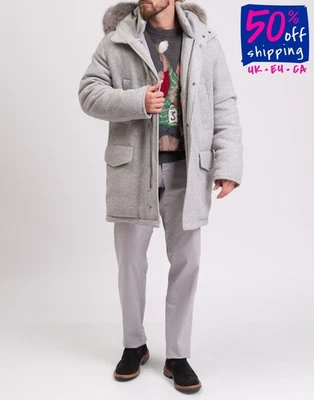 RRP€1398 KIRED Down Knitted Parka Jacket IT48 US38 M HANDMADE Cashmere Blend - Image 1 of 4