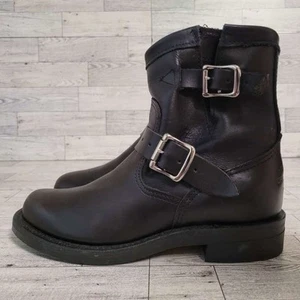 Women's Chippewa Black Leather Engineer Harness Biker Boots Size 6.5 USA Made - Picture 1 of 10