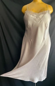 M&S Midi Nightdress: Mocha 100% Shimmering Silk & Lace, UK 20, Read Description - Picture 1 of 19