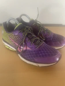 Mizuno Women’s Wave Rider 18 Lace-up Running Shoes in Purple & Yellow Size 9.5 - Picture 1 of 10