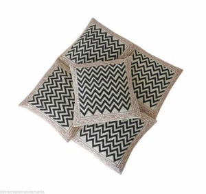 Funda de cojín india hecha a mano funda de almohada sofá decoración acolchada a cuadros 5 piezas - Imagen 1 de 4