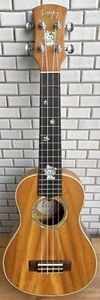 Loopy Solid Acacia Koa wood Concert Ukulele, cute cat inlay UKC188 - Picture 1 of 13