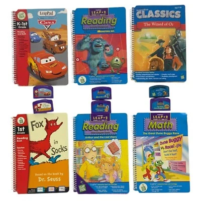 LeapFrog LeapPad Interactive Books Mixed Lot Monsters Inc Cars Wizard of Oz Math - Image 1 of 4