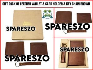 Royal Enfield "GIFT PACK OF LEATHER WALLET & CARD HOLDER & KEY CHAIN" BROWN