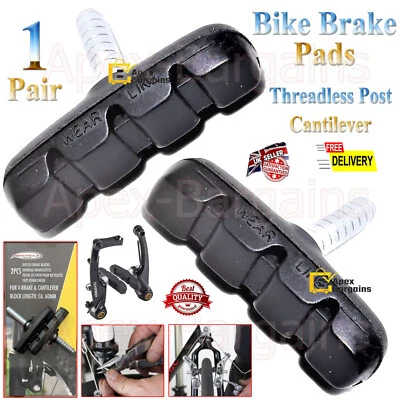 Pair Bike Bicycle Brake Pads Rim Blocks Shoes Cycles Cantilever Threadless Post - Image 1 of 4