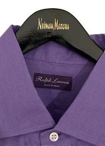 NEW RALPH LAUREN PURPLE LABEL BARREL CUFF ASTON COLLAR LINEN SHIRT XXL ~ $450 - Picture 1 of 19