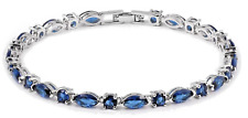 9 Ct Marquise Cut Blue Sapphire Lab-Created Tennis Bracelet 14K White Gold Over