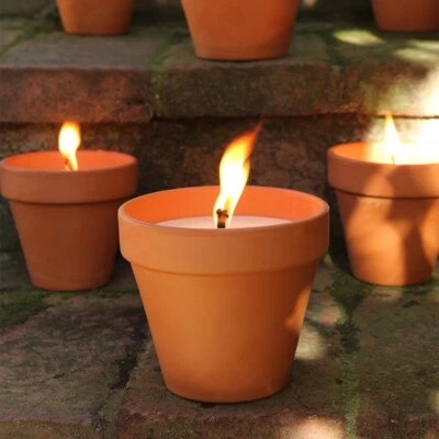 6xMini Citronella Garden Candle Earthenware  5.5x5x5.5cm 6h Burn-time - Image 1 of 3