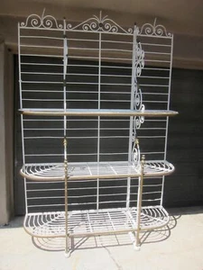 Antique Bakers Rack French Wrought Iron Storage Shelves by A Courrier A Paris - Picture 1 of 12
