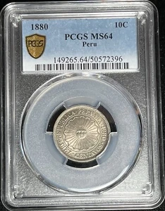 Peru 1880 10 Centavos PCGS MS64 ~ A120 - Picture 1 of 4